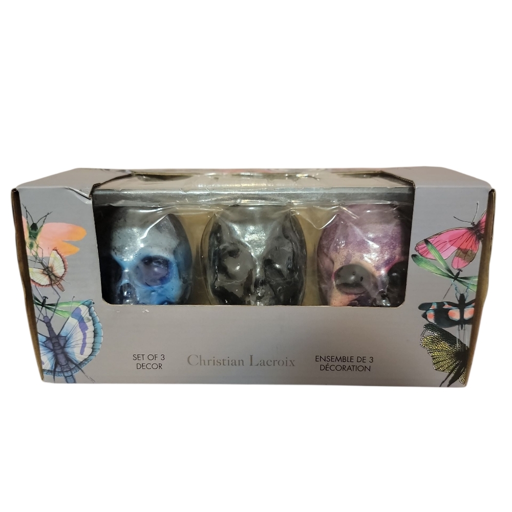 Christian Lacroix Multicolor Skull Trio Decoration Halloween Colorful New‎